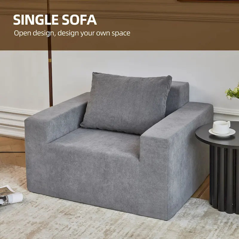 Plain Grey Modern 40.2 Accent Chair with Pillow