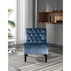 Light Blue 22.83 Upholstered Tufted Accent Chair with Wooden Legs for Living Room