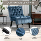 Light Blue 22.83 Upholstered Tufted Accent Chair with Wooden Legs for Living Room