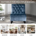 Light Blue 22.83 Upholstered Tufted Accent Chair with Wooden Legs for Living Room
