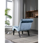 Light Blue 22.83 Upholstered Tufted Accent Chair with Wooden Legs for Living Room