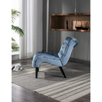 Light Blue 22.83 Upholstered Tufted Accent Chair with Wooden Legs for Living Room