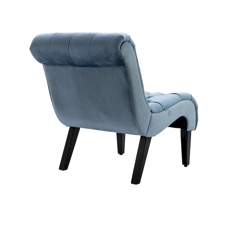 Light Blue 22.83 Upholstered Tufted Accent Chair with Wooden Legs for Living Room
