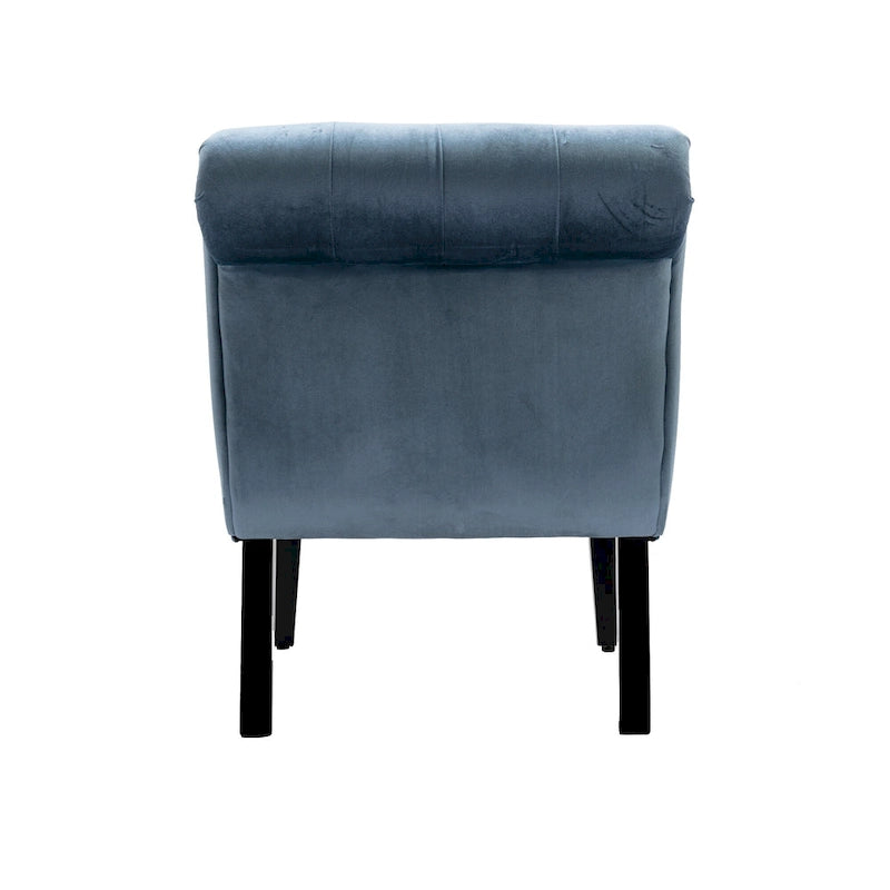 Light Blue 22.83 Upholstered Tufted Accent Chair with Wooden Legs for Living Room