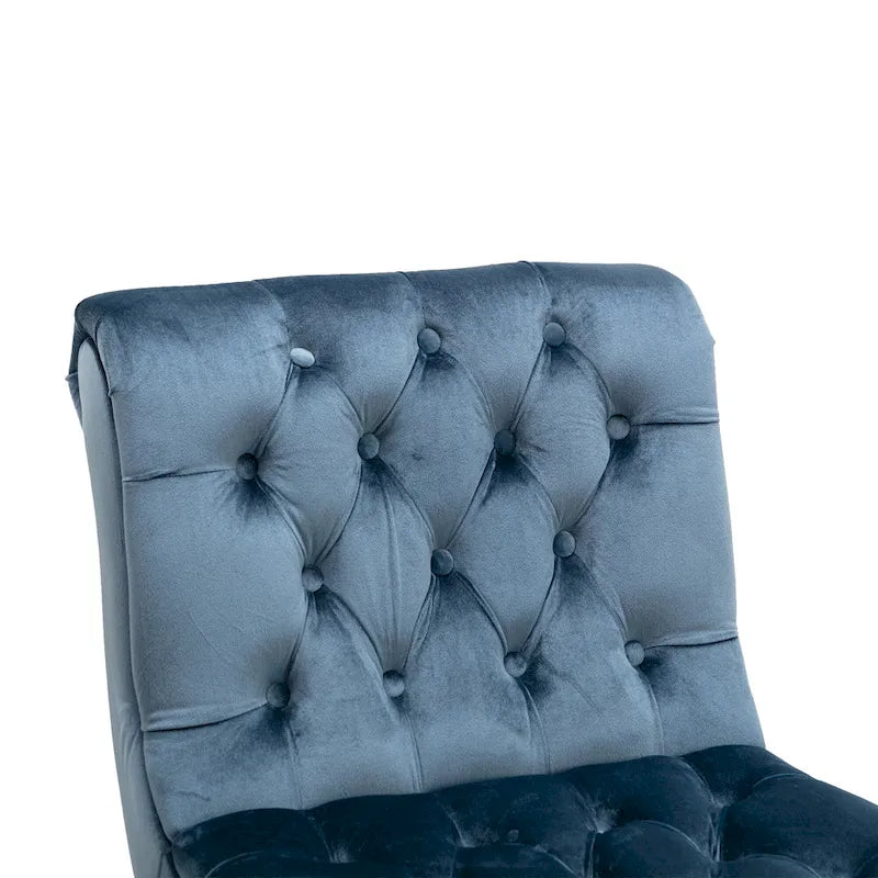 Light Blue 22.83 Upholstered Tufted Accent Chair with Wooden Legs for Living Room