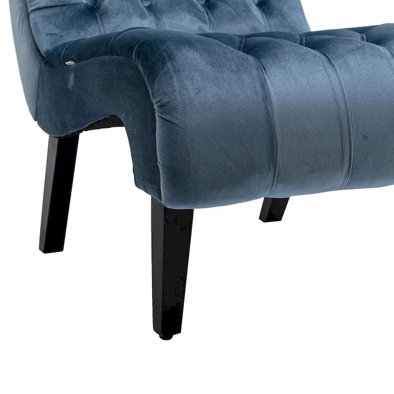 Light Blue 22.83 Upholstered Tufted Accent Chair with Wooden Legs for Living Room