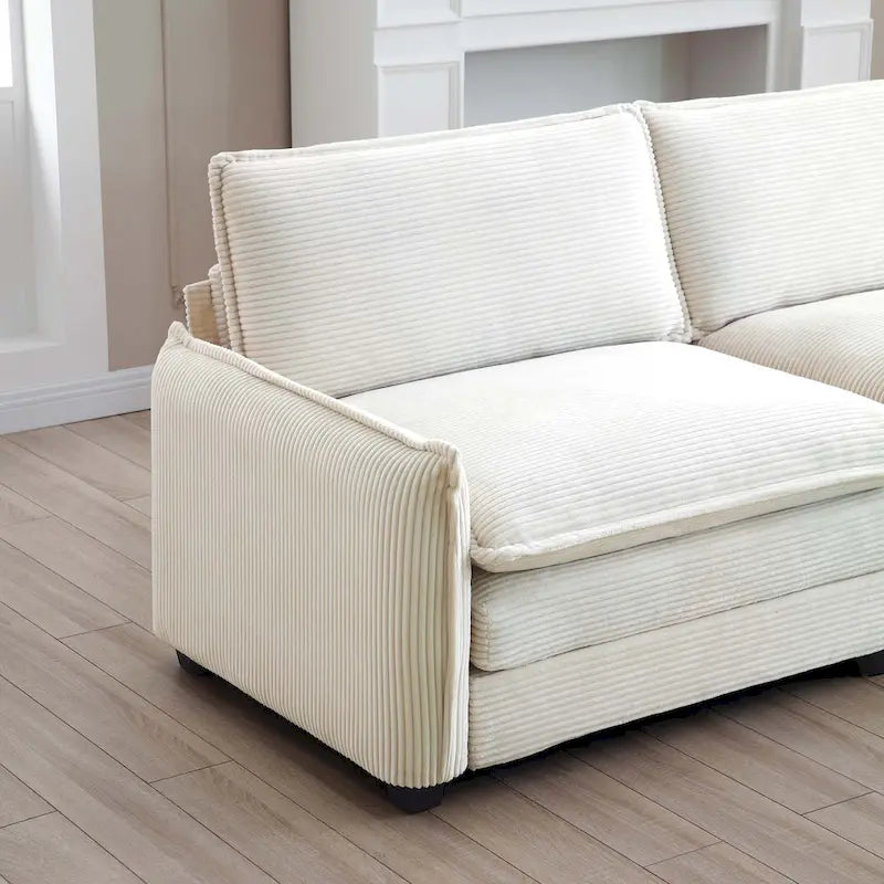 6-piece Corduroy U-Shaped Modular Sectional Sofa with 2 Ottomans
