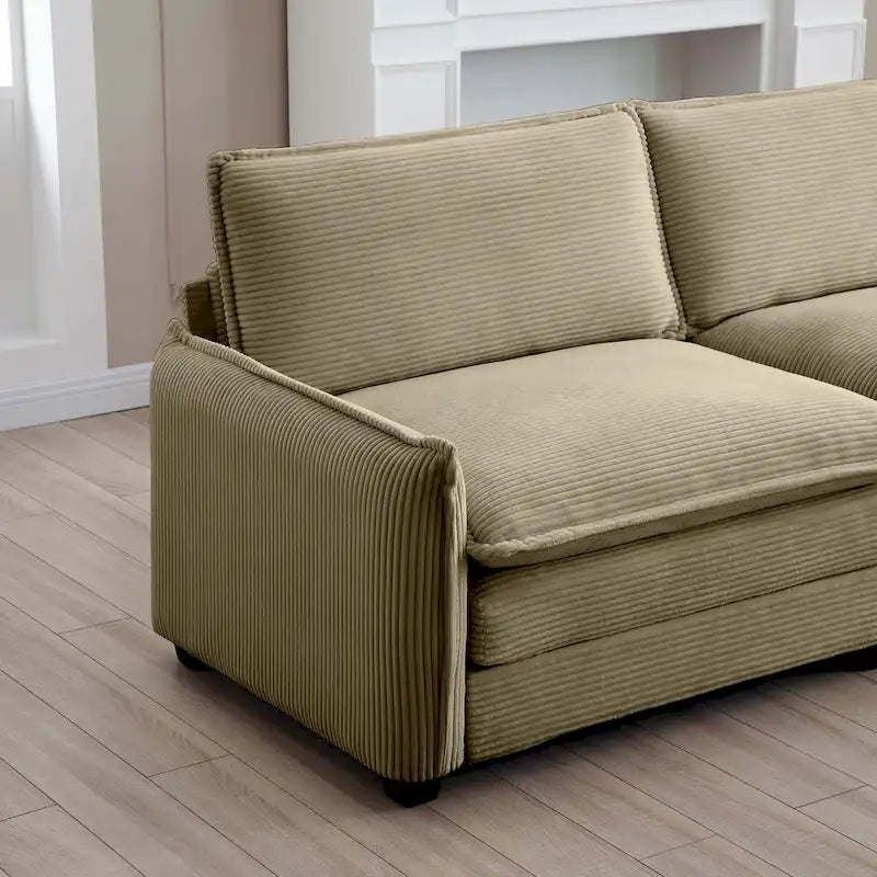 6-piece Corduroy U-Shaped Modular Sectional Sofa with 2 Ottomans