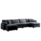 6-piece Corduroy U-Shaped Modular Sectional Sofa with 2 Ottomans