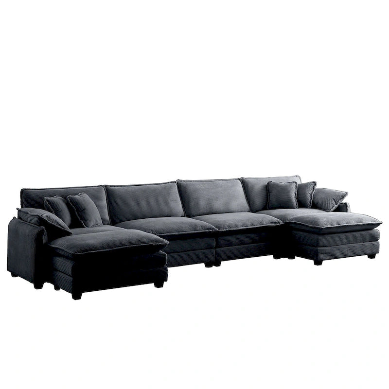 6-piece Corduroy U-Shaped Modular Sectional Sofa with 2 Ottomans