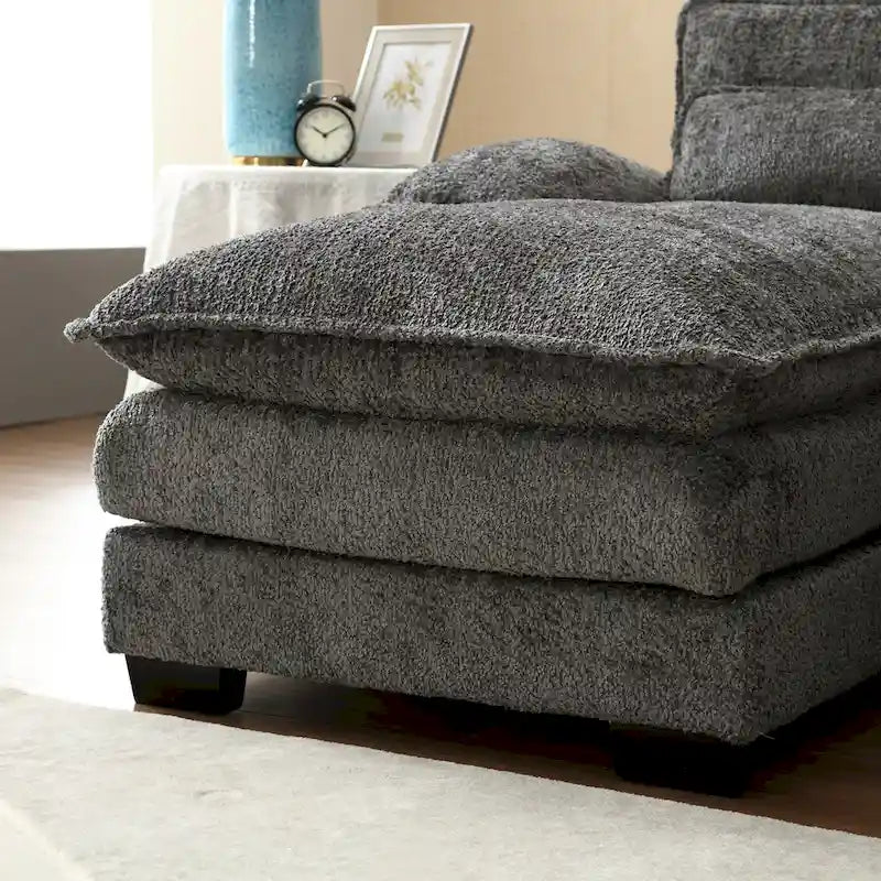 Gray Modern Large Modular U-Shape Sectional Sofa with Removable Cushions and Throw Pillows