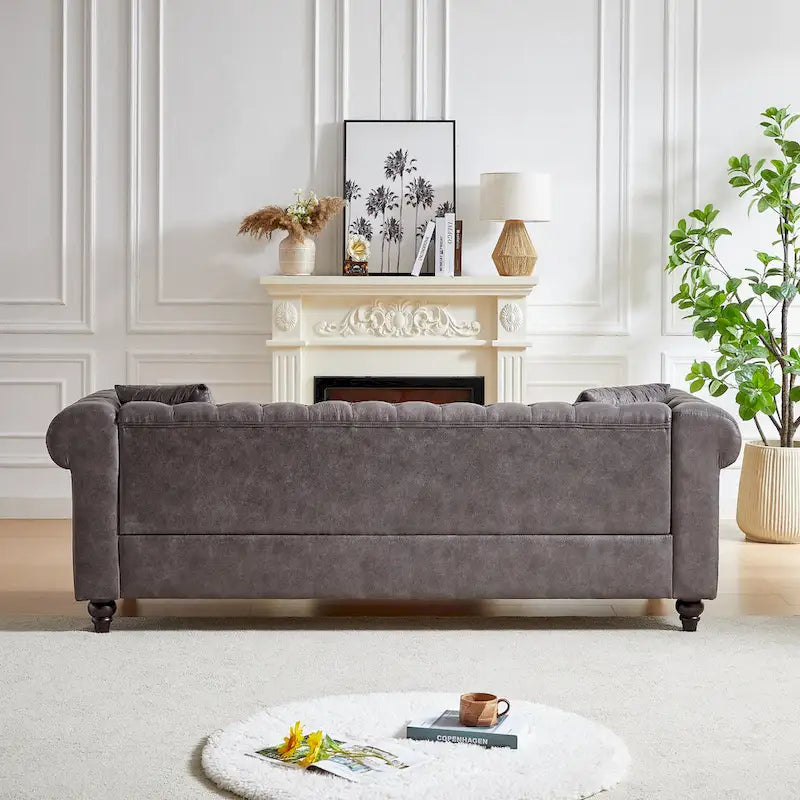 Chesterfield 85.5 Tech Fabric 3-seater Sofa with Cushions