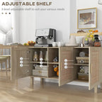 Sideboard Buffet Cabinet, Kitchen Cabinet, Coffee Bar Cabinet with 3 Rattan Doors and Adjustable Shelves, Natural Mixed