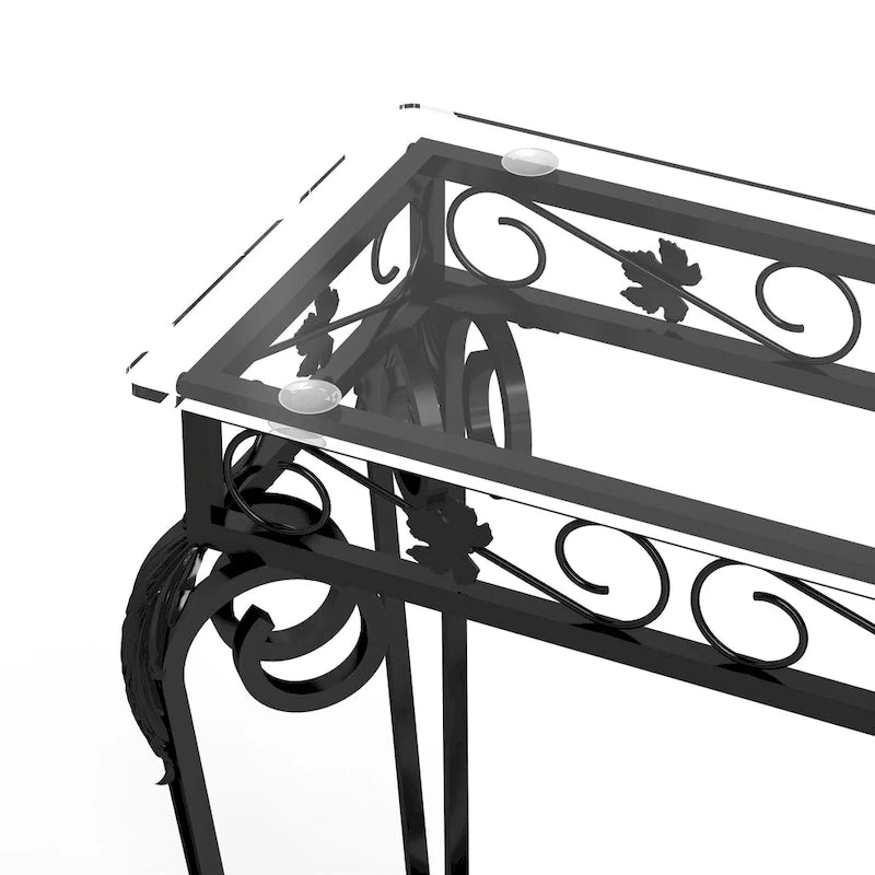 Modern Glass and Metal Console Table for Entryway with Storage and Easy Assembly