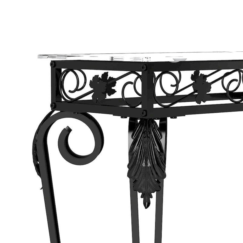 Modern Glass and Metal Console Table for Entryway with Storage and Easy Assembly