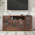 TV Stand for 65+ Inch TV, Rustic Media Console with Storage Shelves, Wood Television Stand for Living Room