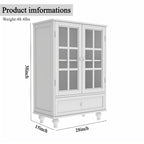 Minimalist Buffet Cabinet with Double Glass Doors and Drawer, Wooden Storage Sideboard Cupboard for Living room, Hallway