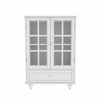 Minimalist Buffet Cabinet with Double Glass Doors and Drawer, Wooden Storage Sideboard Cupboard for Living room, Hallway
