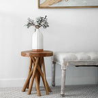 16 Teak Wood Stick Leg End Table - 16D x 16W x 20H