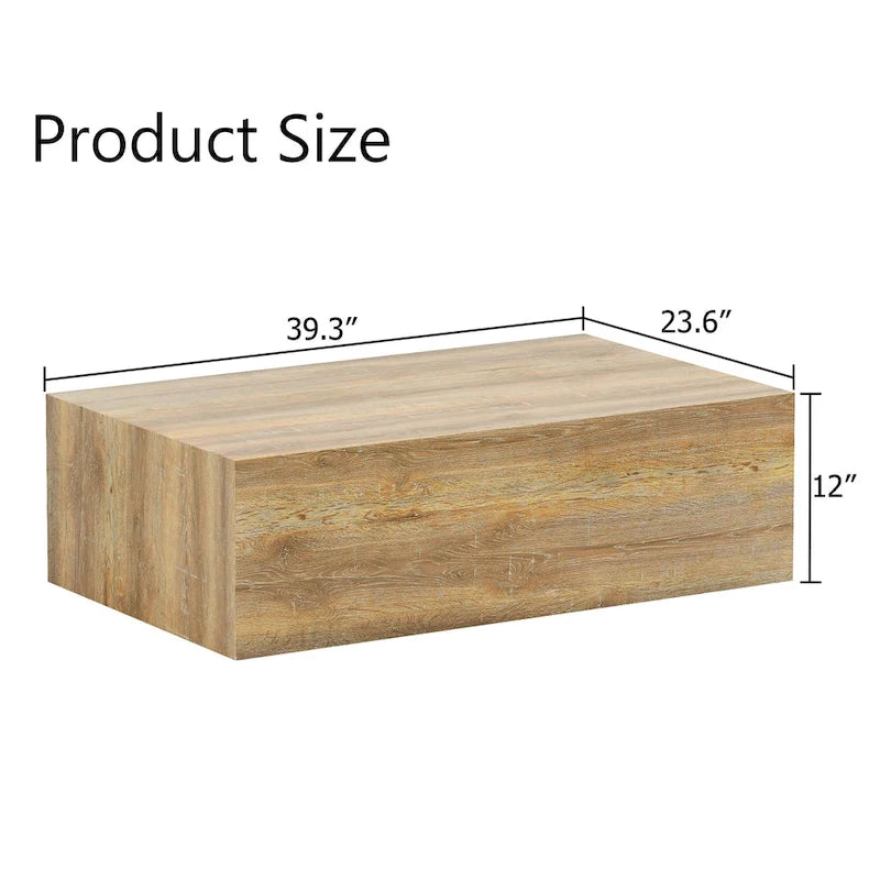 Modern MDF Coffee Table, Light Wood Color Texture Patterns, Stylish Design, 39.3*23.6*12