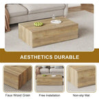 Modern MDF Coffee Table, Light Wood Color Texture Patterns, Stylish Design, 39.3*23.6*12
