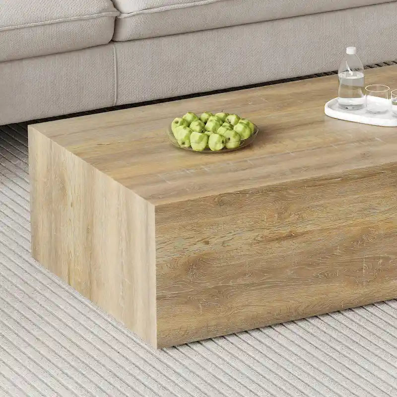 Modern MDF Coffee Table, Light Wood Color Texture Patterns, Stylish Design, 39.3*23.6*12