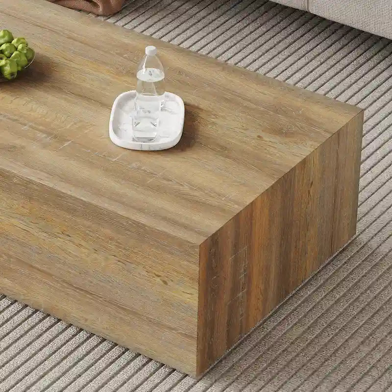 Modern MDF Coffee Table, Light Wood Color Texture Patterns, Stylish Design, 39.3*23.6*12