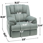 Manual Recliner Chair with Rocker and Swivel in Fabric for Living Room