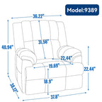 Manual Recliner Chair with Rocker and Swivel in Fabric for Living Room