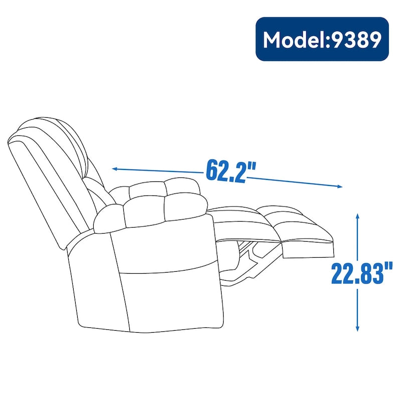 Manual Recliner Chair with Rocker and Swivel in Fabric for Living Room