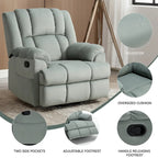 Manual Recliner Chair with Rocker and Swivel in Fabric for Living Room