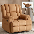 Manual Recliner Chair with Rocker and Swivel in Fabric for Living Room