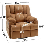 Manual Recliner Chair with Rocker and Swivel in Fabric for Living Room