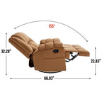 Manual Recliner Chair with Rocker and Swivel in Fabric for Living Room