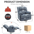 Manual Recliner Chair with Rocker and Swivel in Fabric for Living Room
