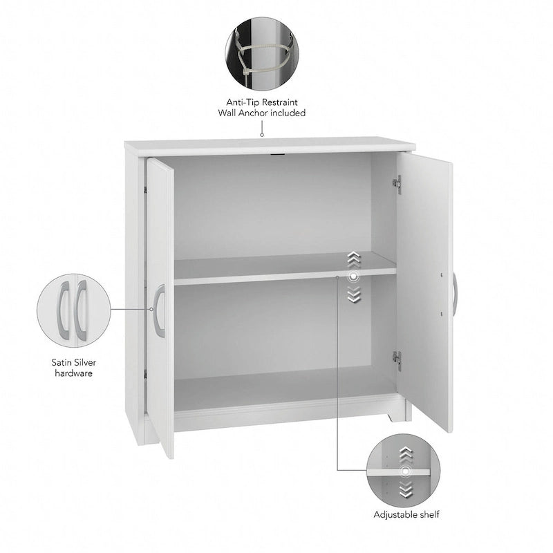 Cabot Small Bathroom Storage Cabinet with Doors by Bush Furniture