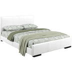 HomeRoots White Faux Leather King Bed Frame