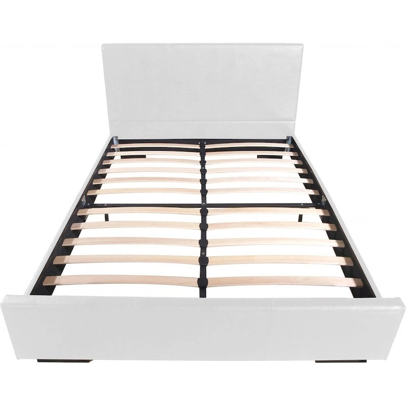 HomeRoots White Faux Leather King Bed Frame