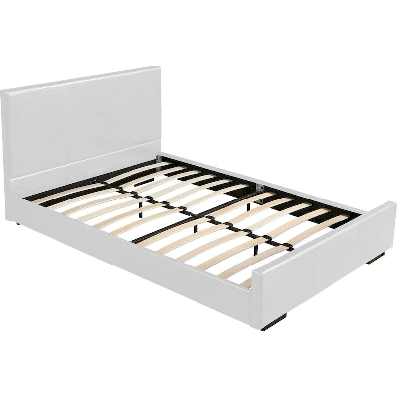 HomeRoots White Faux Leather King Bed Frame