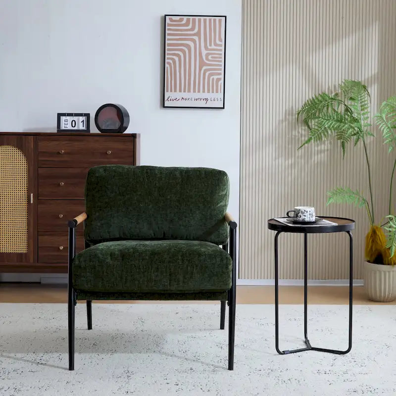 Varsts Modern Upholstered Accent Chair with Wood Frame, Emerald by Christopher Knight Home