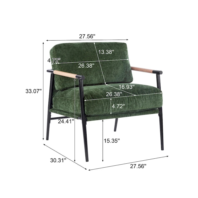Varsts Modern Upholstered Accent Chair with Wood Frame, Emerald by Christopher Knight Home