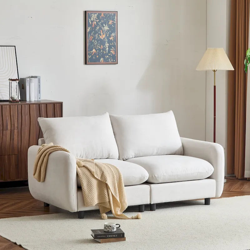 Christopher Knight Home - Evelyn Modern 2-Seater Modular Upholstery Sectional Loveseat Sofa