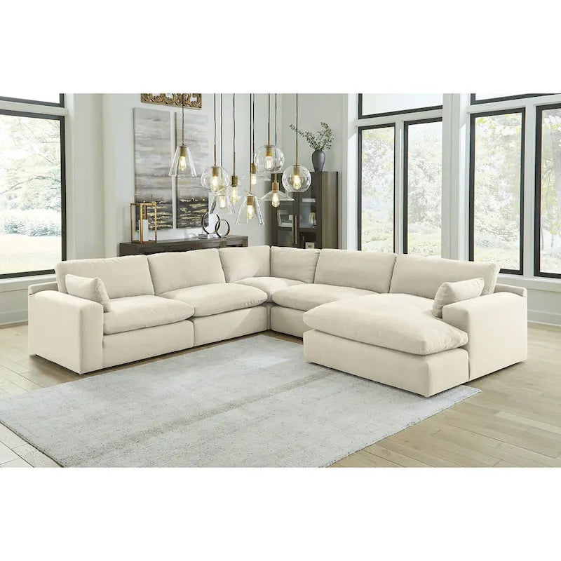 Signature Design by Ashley Elyza Ivory 5-Piece Sectional with Chaise - 135W x 135D x 36H