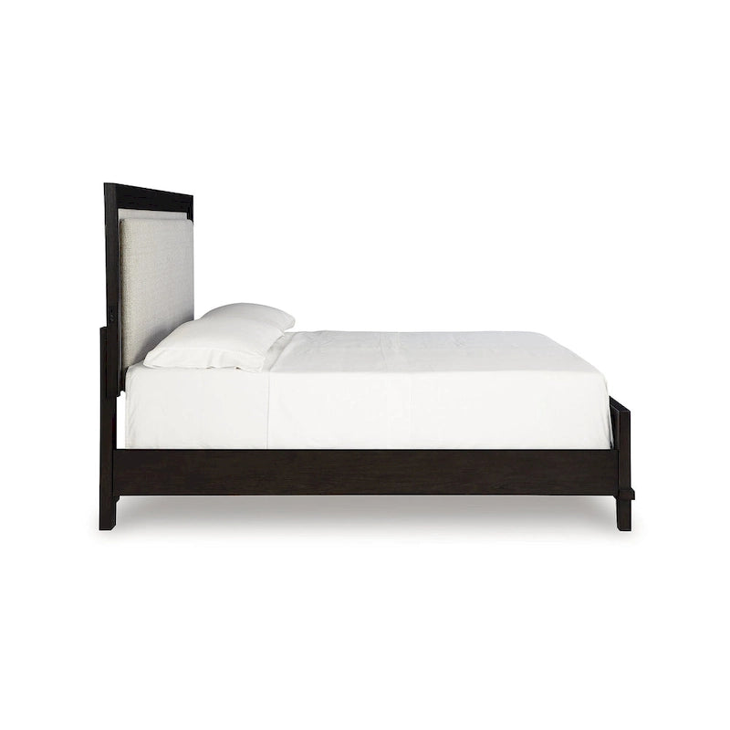 Signature Design by Ashley Neymorton Dark Brown/Gray Upholstered Panel Bed