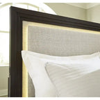 Signature Design by Ashley Neymorton Dark Brown/Gray Upholstered Panel Bed