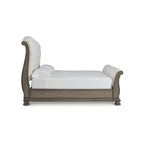 Signature Design by Ashley Ardenfield Light Brown/Beige Upholstered Sleigh Bed