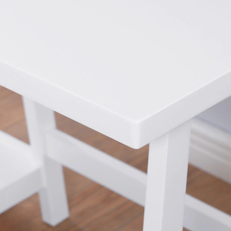 Modern Writing Computer Table Desk with Open Storage Shelves and Rubberwood Legs for Home Office or Bedroom