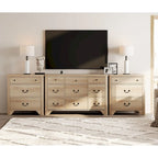 WAMPAT 116.5 W Large Farmhouse TV Stand for TVs up to 120, Entertainment Center with 15 Drawers