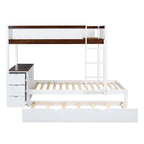Twin-Over-Twin Bunk Bed with Twin size Trundle Bed Frames & Storage, Desk Storage Bed, Space-Saving for Kids Teens Adults