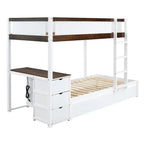Twin-Over-Twin Bunk Bed with Twin size Trundle Bed Frames & Storage, Desk Storage Bed, Space-Saving for Kids Teens Adults